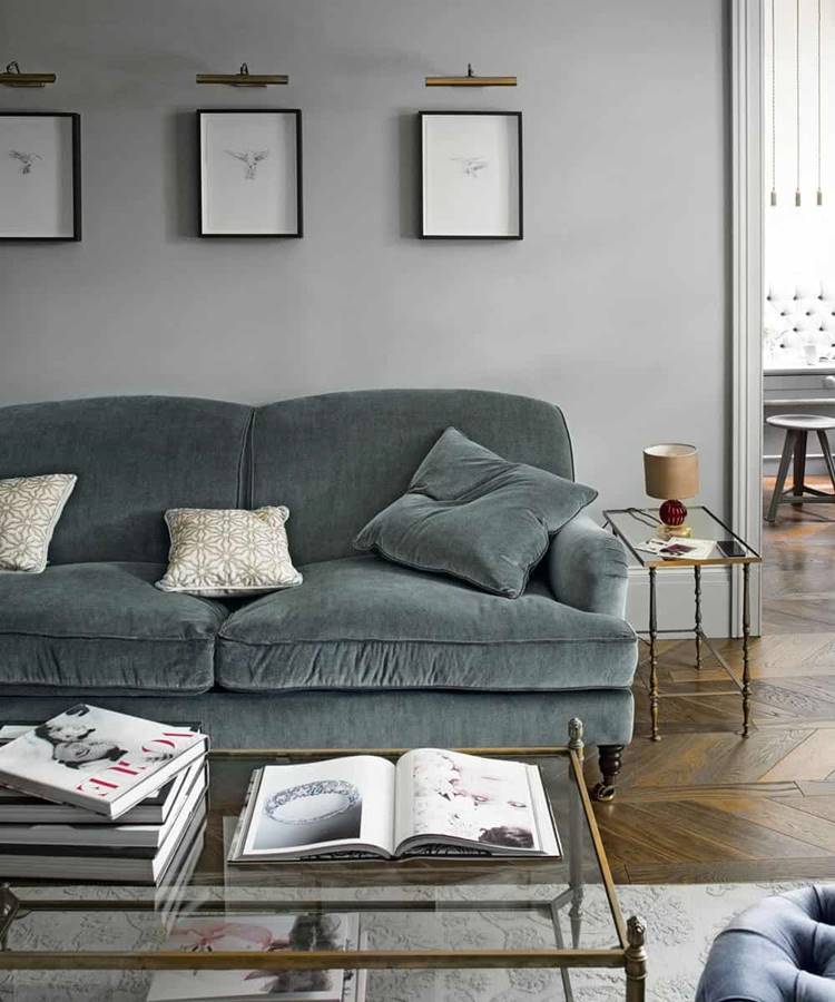 cores para sala com sofá cinza escuro
