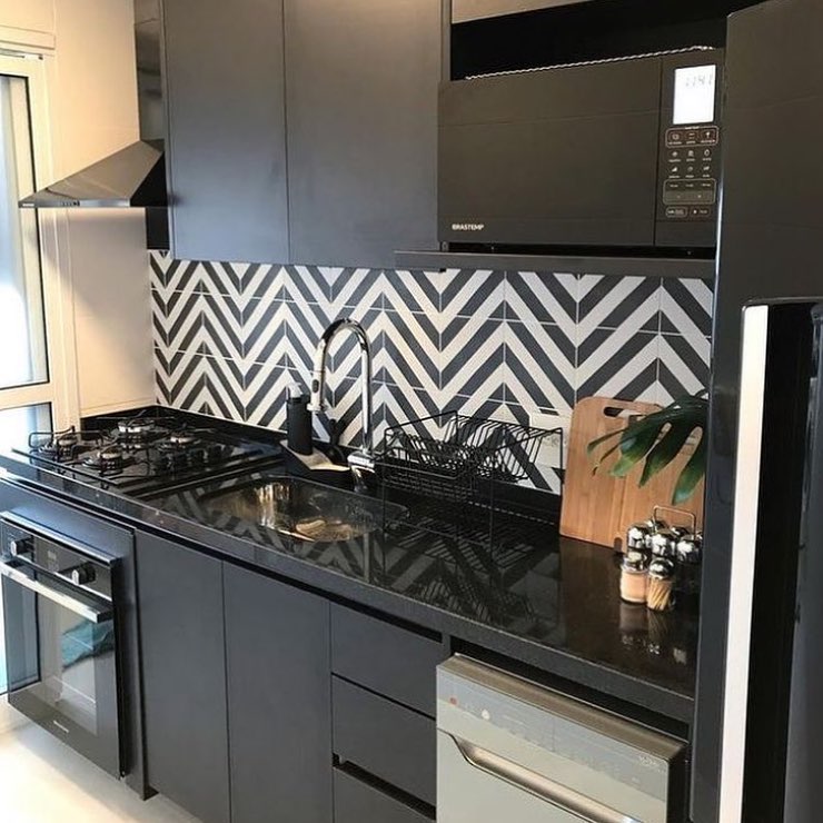 ideias decoração cozinha preto branco