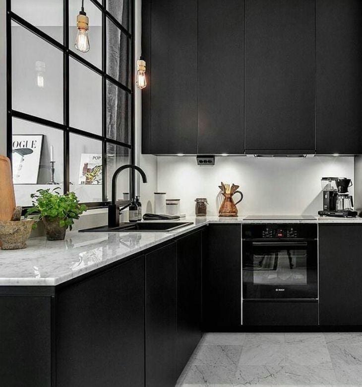 ideias decoração cozinha preto branco