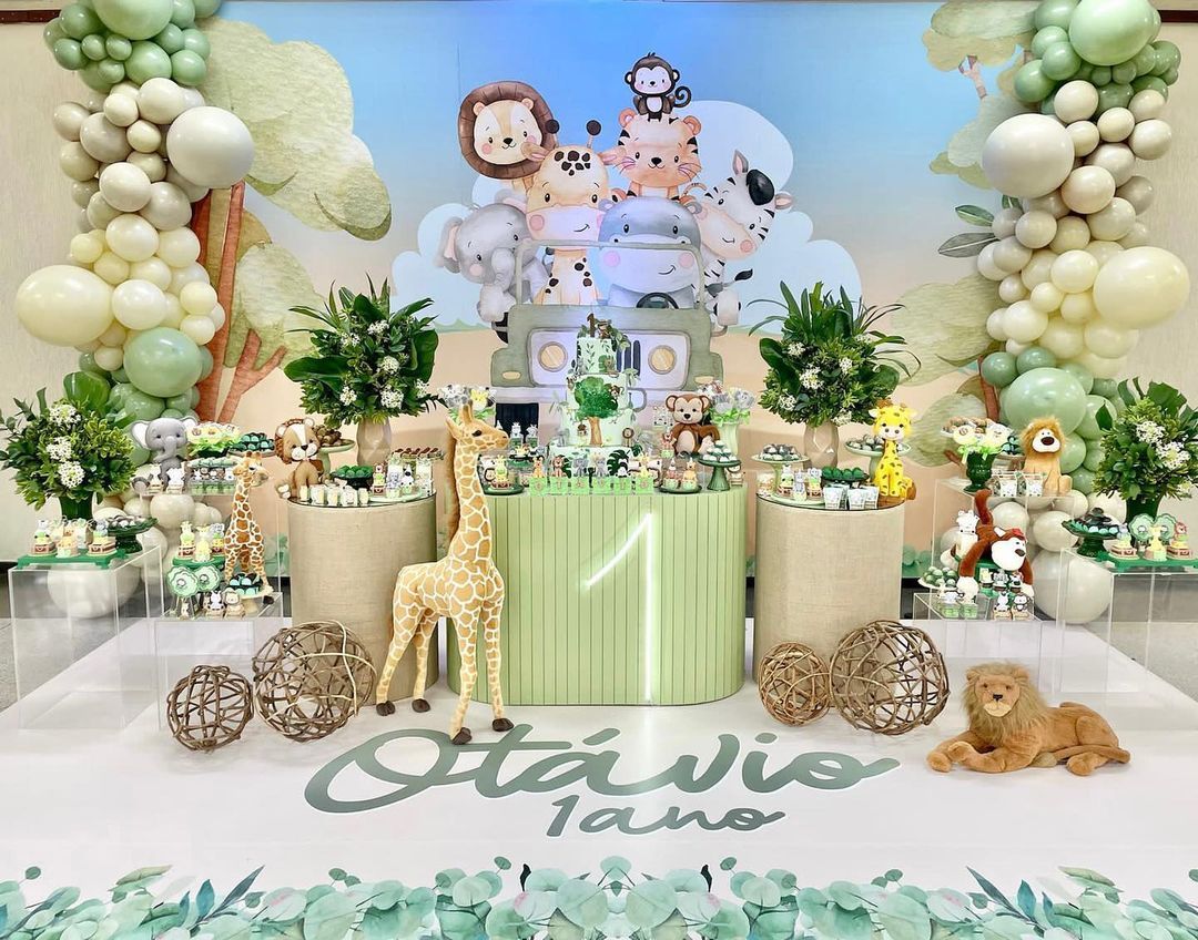 decoração festa safari 1 ano menino