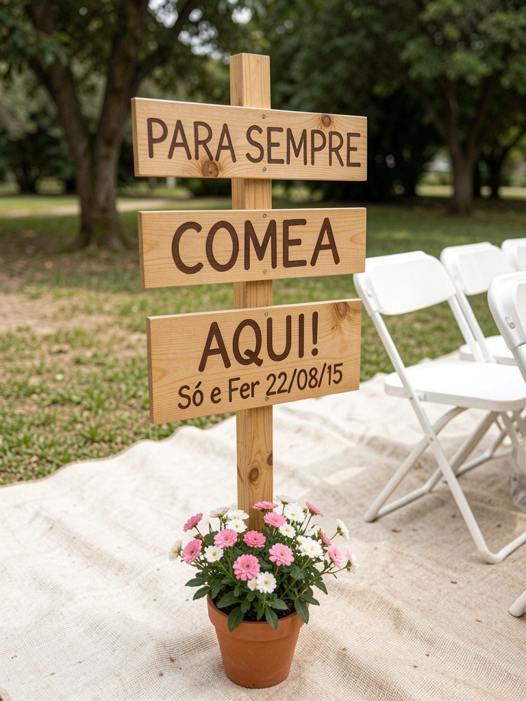 Quadro de visão com recortes de atividades ao ar livre, incluindo trilhas e piqueniques, sobre mesa de madeira.