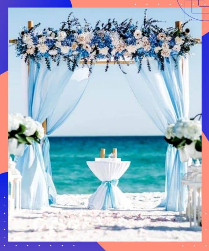 decoração sala azul e branco