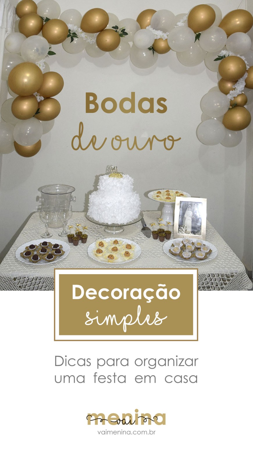 decoração bodas de ouro 50 anos simples