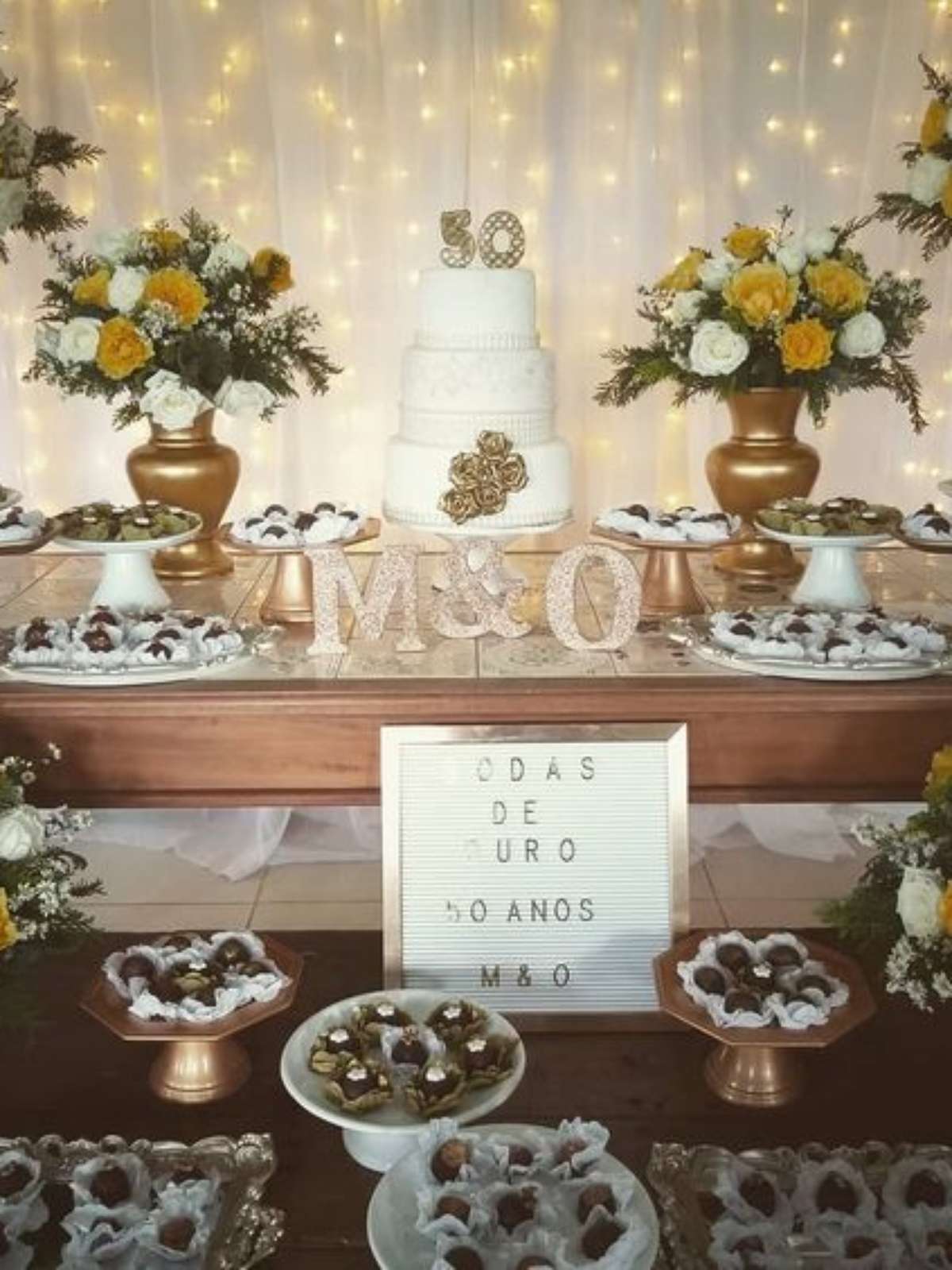 ideias decoração bodas de ouro diy