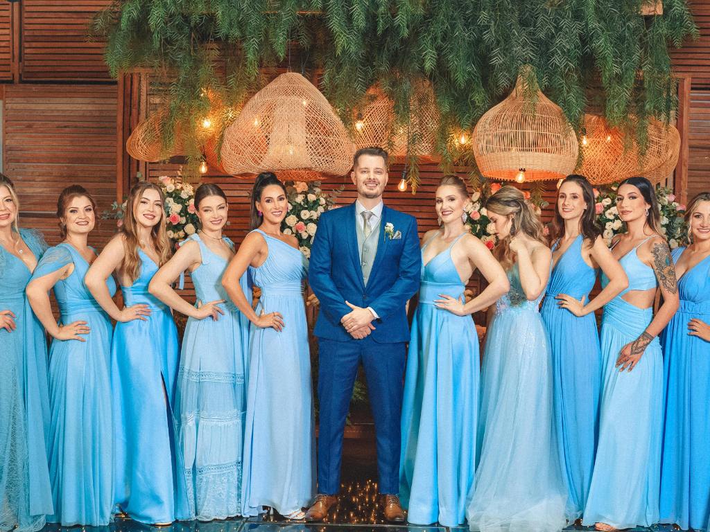 mesa de casamento azul serenity