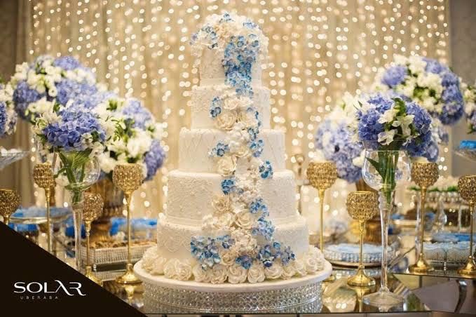 bolo casamento azul serenity