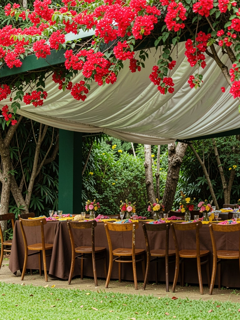 Três mesas decoradas para casamento, cada uma com estilo distinto, em um salão de eventos
