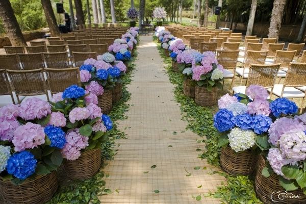 decoração casamento azul hortênsia