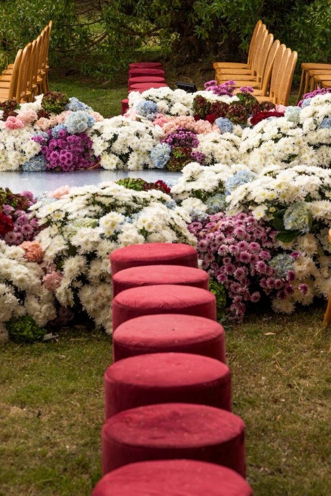 decoração casamento azul hortênsia