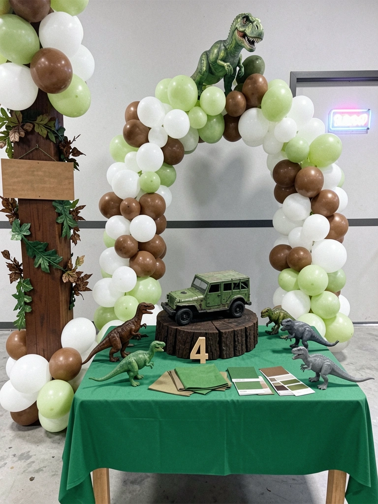 Amostras de tecido e tinta em tons de verde e marrom sobre superfície clara