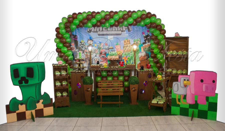 balões festa minecraft