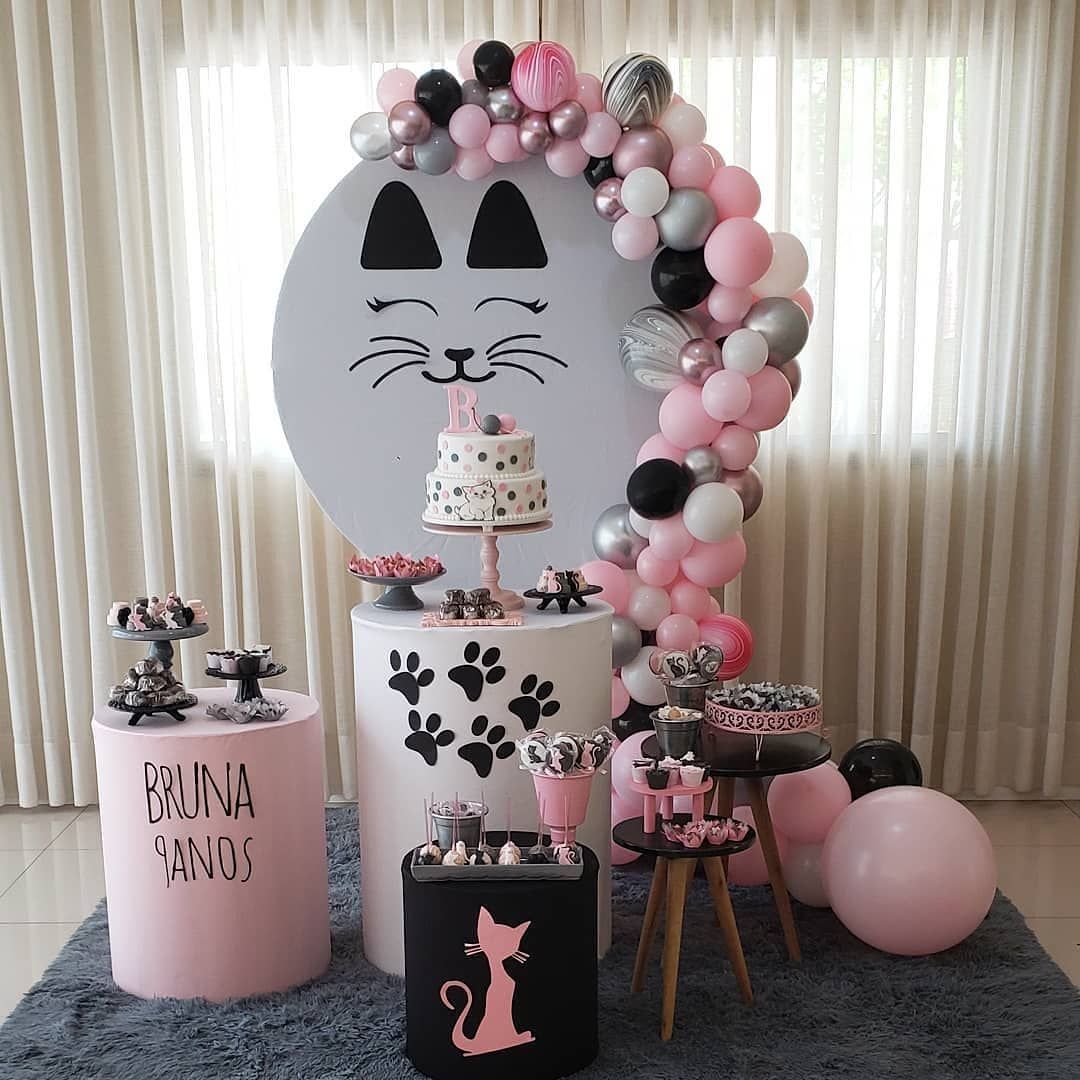 decoração festa de aniversário gatinho