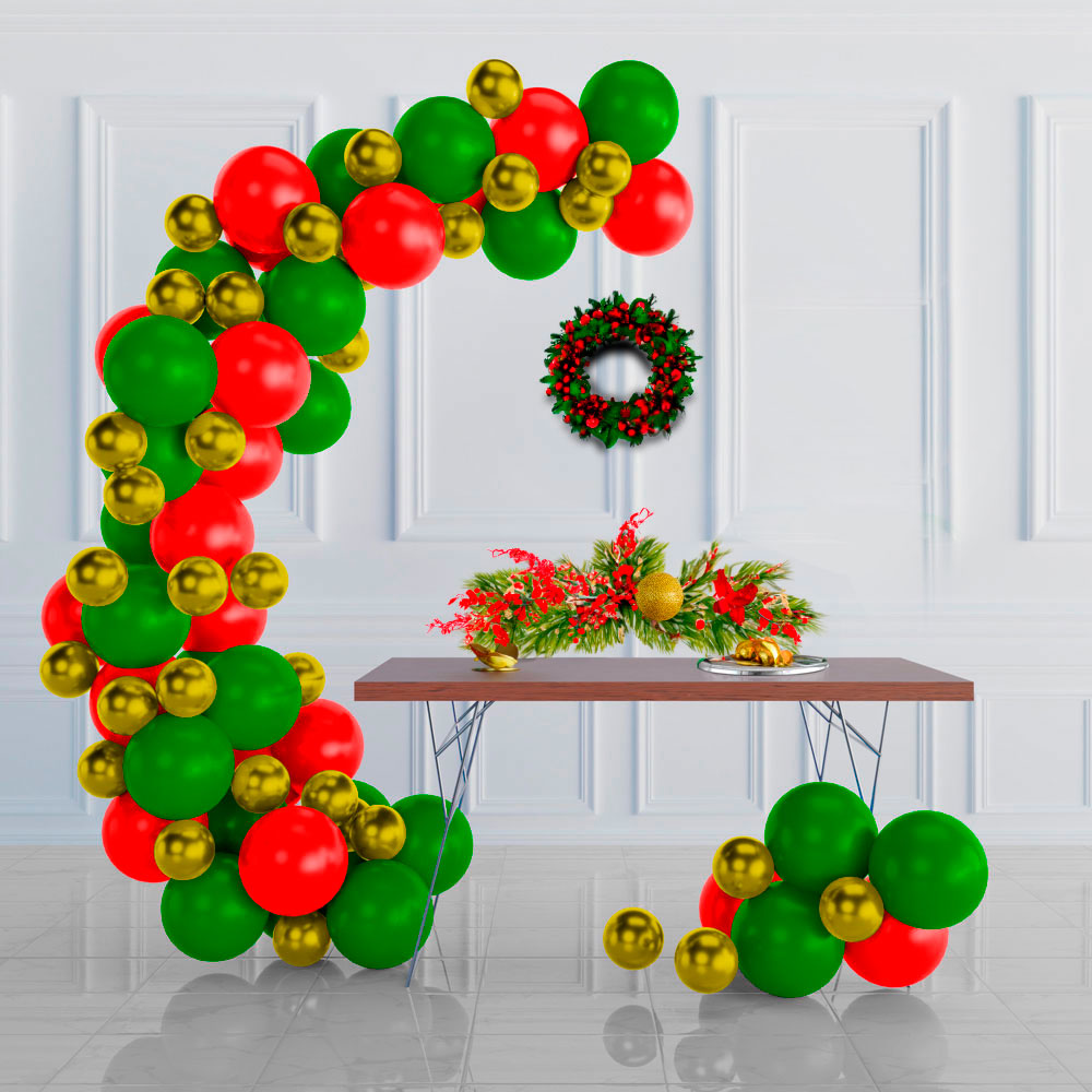 decoração de mesa natal com balões