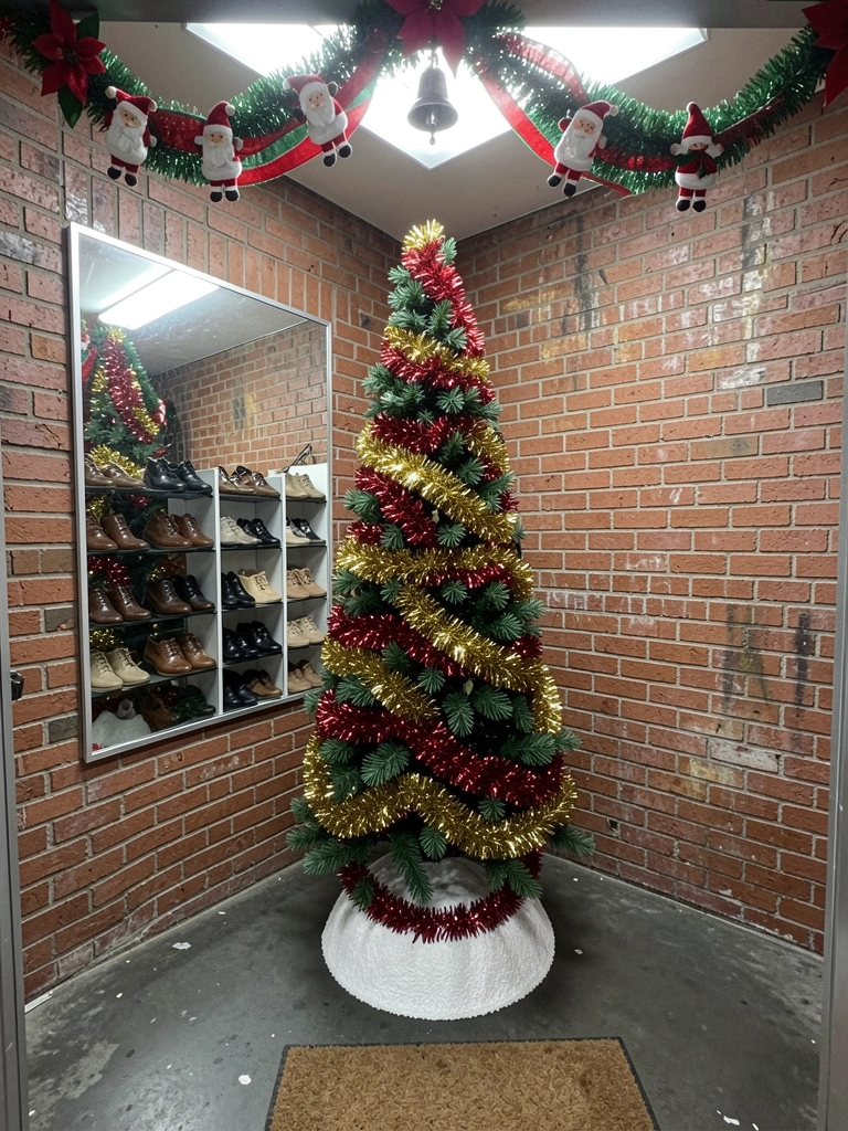 Gráfico de barras mostrando aumento de vendas durante o período de Natal, com ícones de roupas ao lado