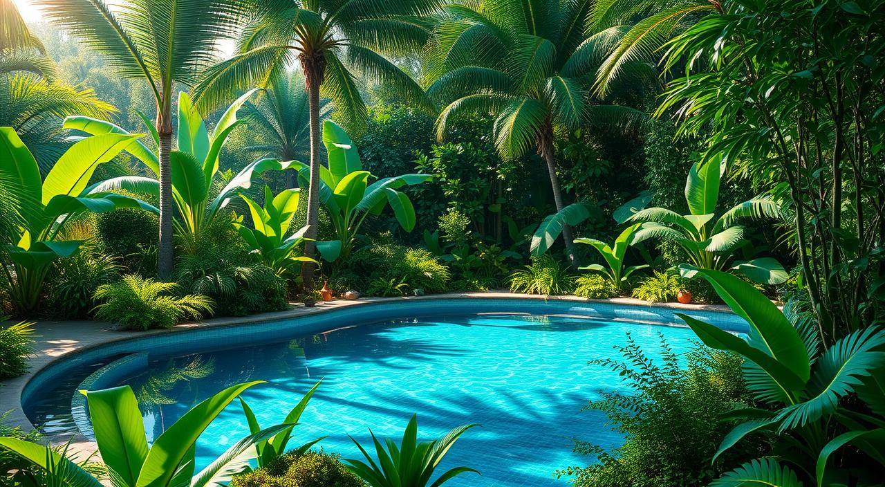 jardim vertical na piscina
