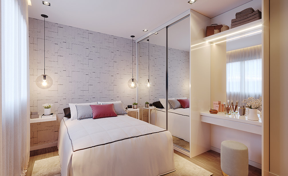 decoração quarto pequeno casal apartamento