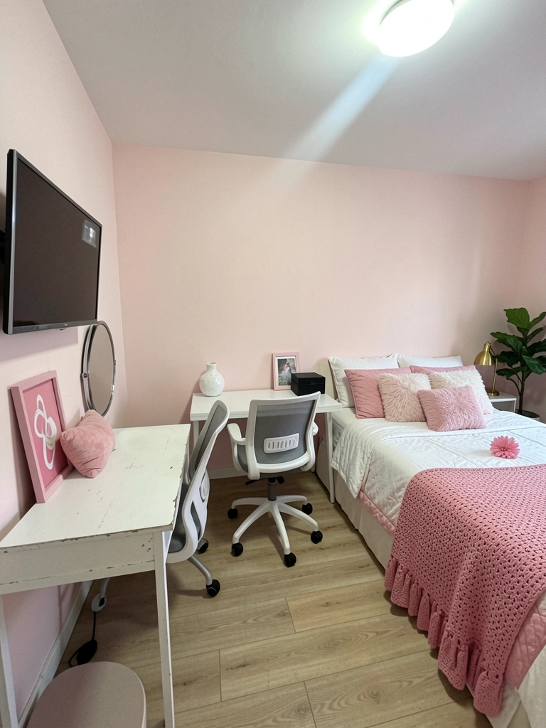 Comparação lado a lado de dois quartos: um com decoração boho e outro minimalista