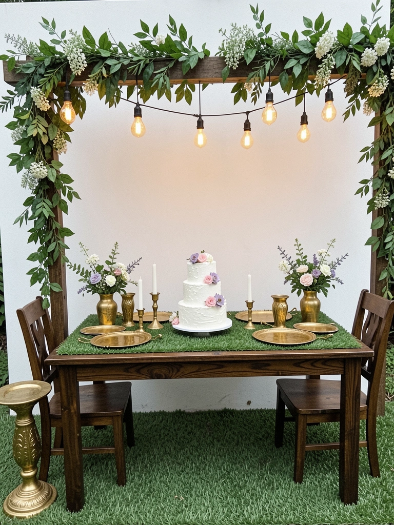 Planilha de orçamento com itens de decoração e valores em uma mesa de trabalho