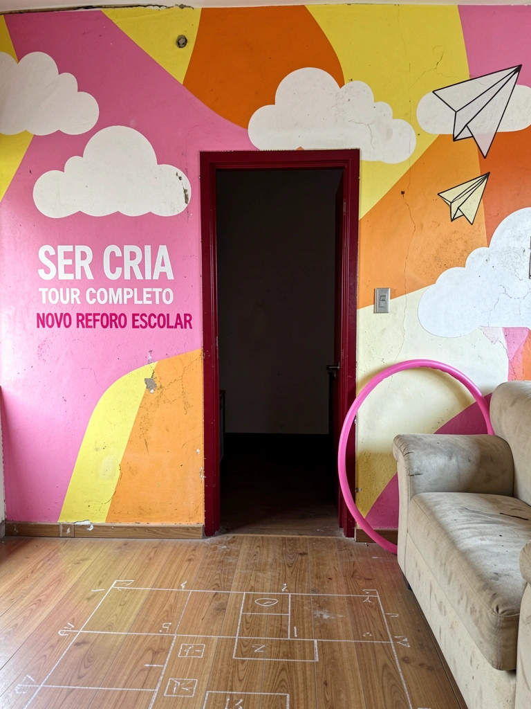 Planta baixa de sala de aula com marcações de cantos e tomadas