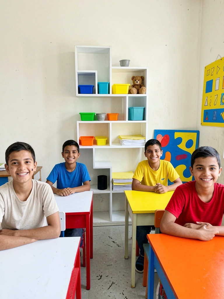 Desenho esquemático de sala com numeração passo a passo
