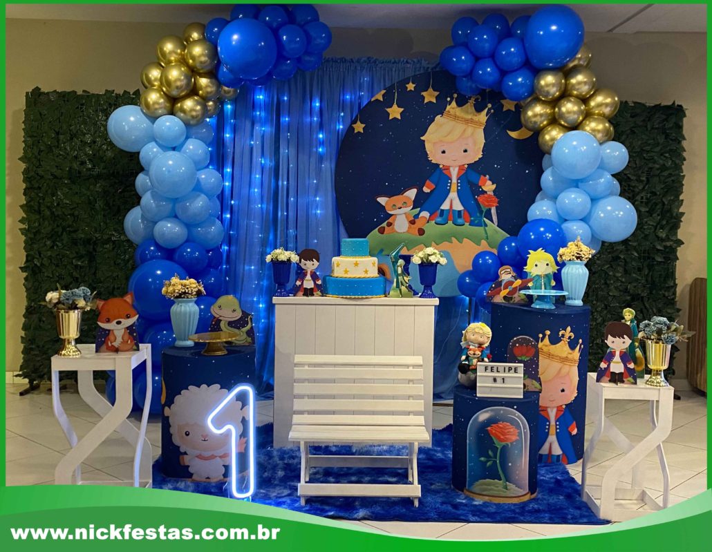 pequeno príncipe festa baby azul dourado