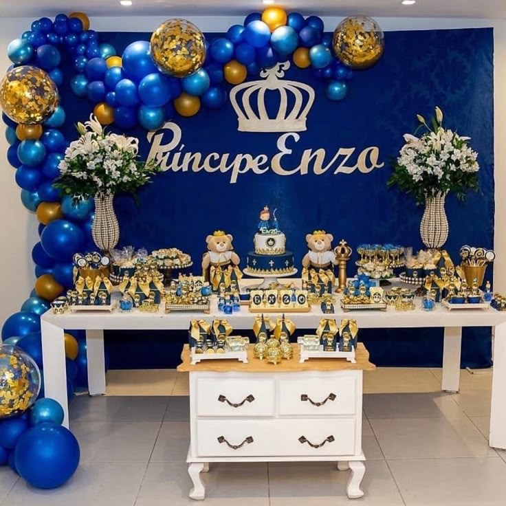 ideias festa pequeno príncipe azul dourado