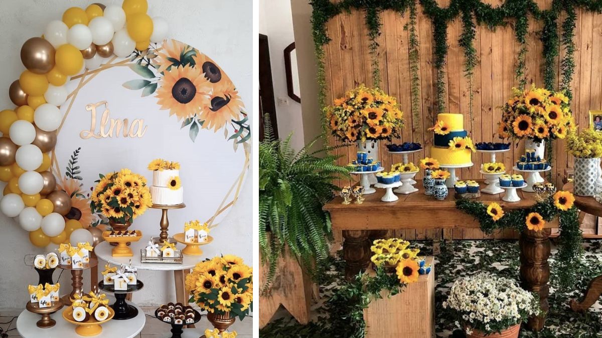 decoração com fotos e flores