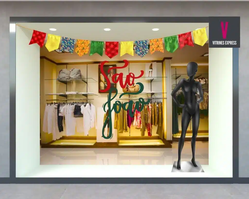 vitrine de loja com tema junino