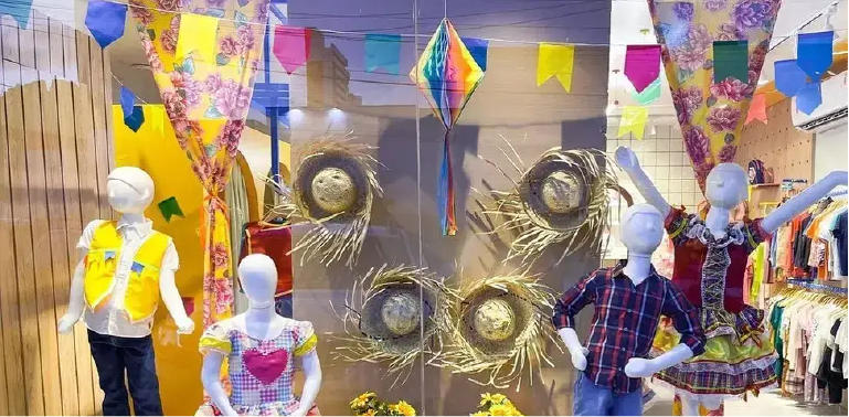 tendências vitrine festa junina 2026
