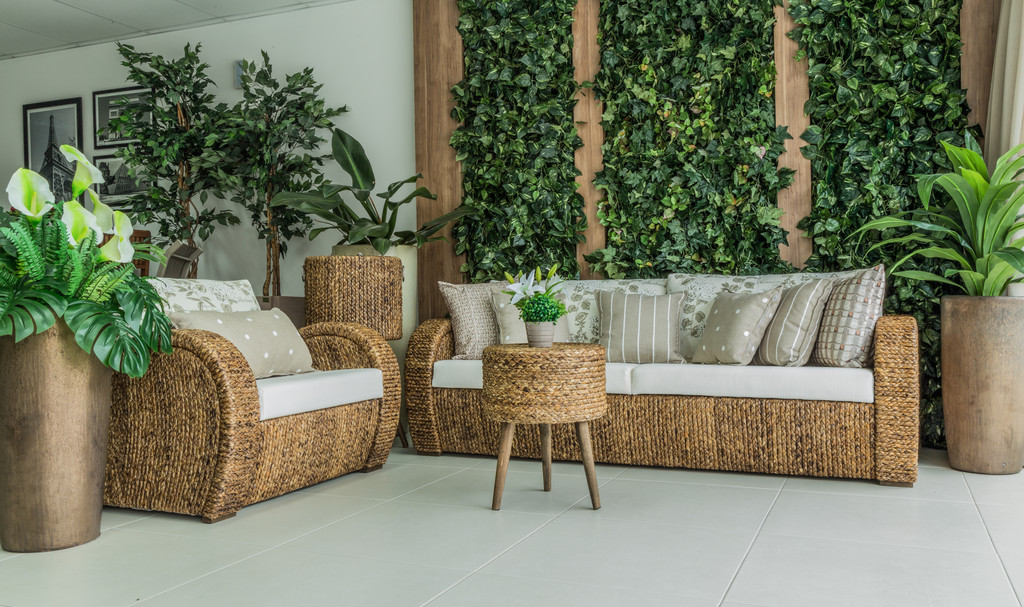 quarto decorado com fibra natural