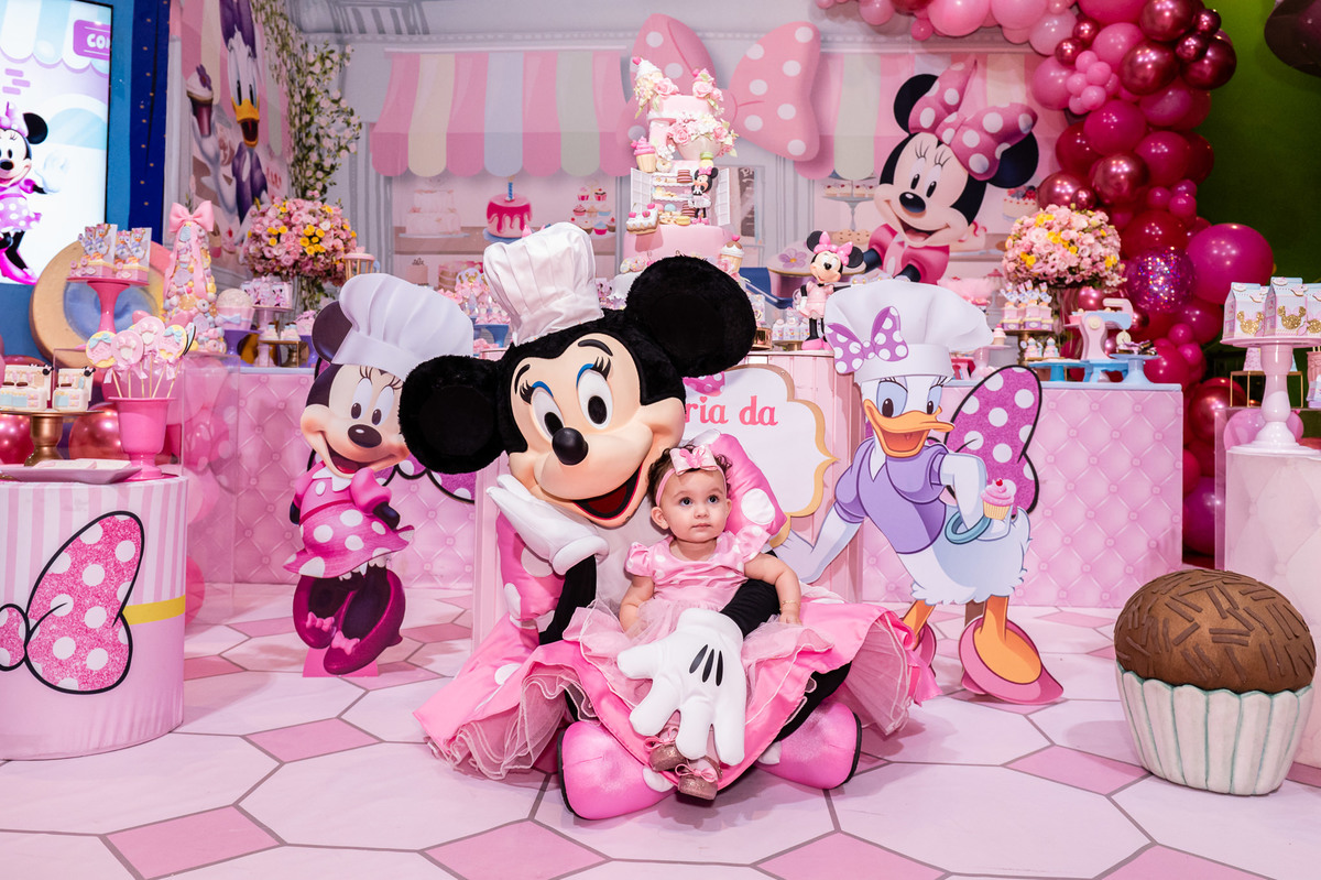 decoração minnie rosa 1 ano simples