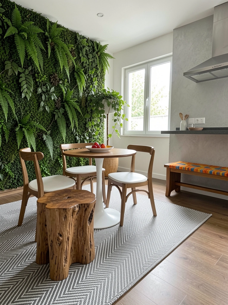 Piso antiderrapante texturizado em área gourmet ao ar livre, com tons terrosos e iluminação natural.