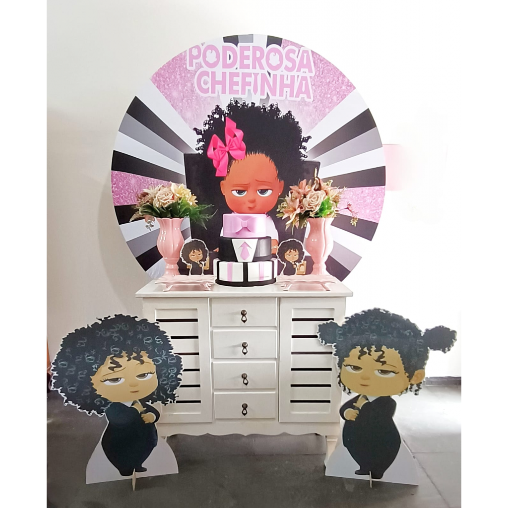decoração poderosa chefinha preto e rosa