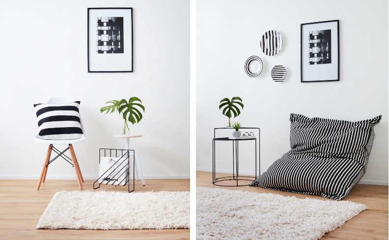 decoração preto e branco minimalista