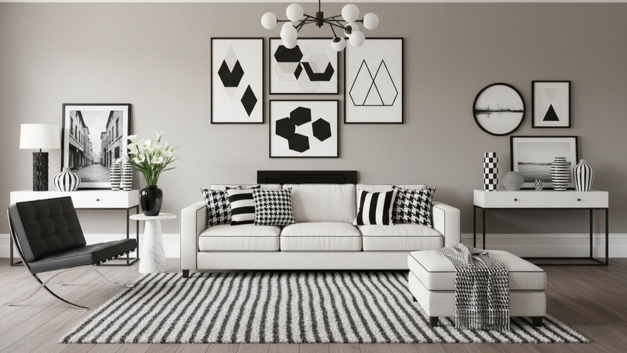 combinação preto branco decoração
