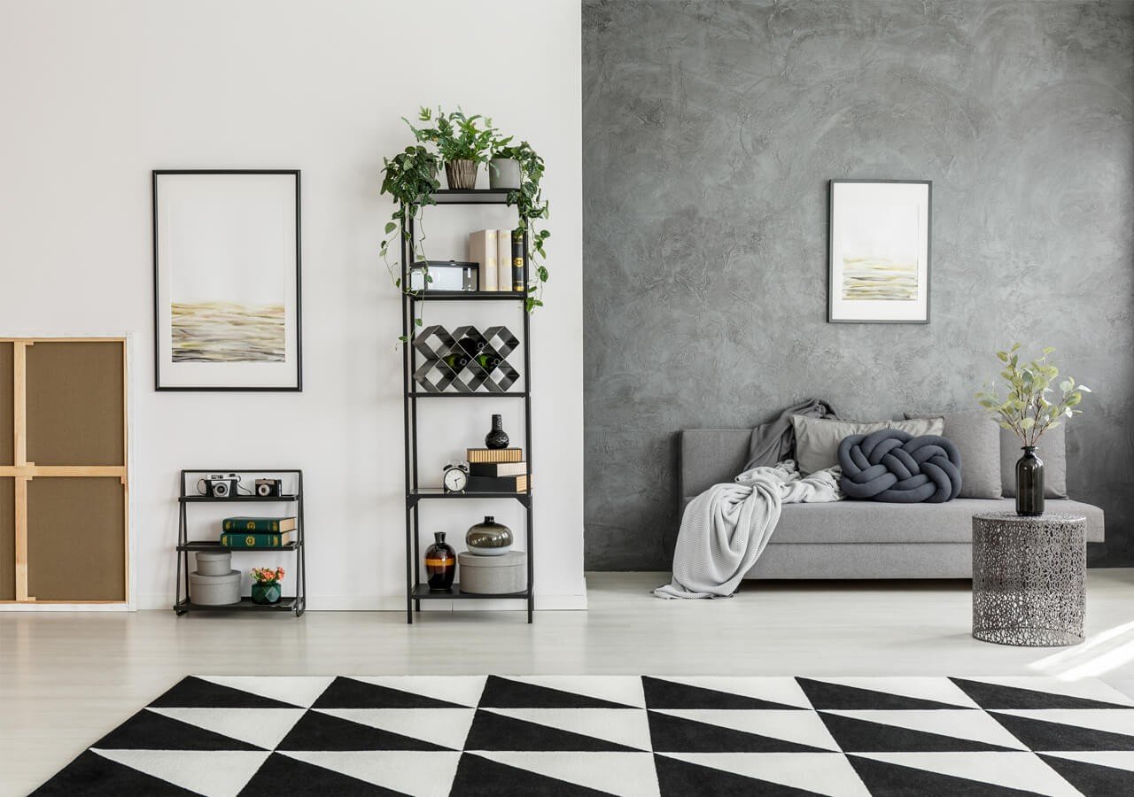 quarto preto e branco elegante