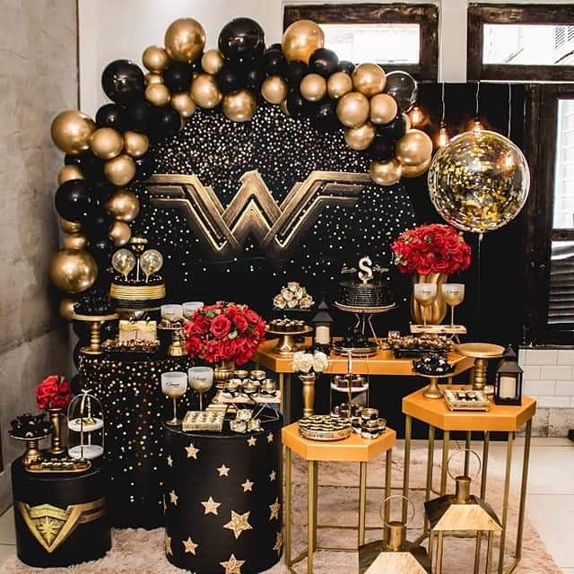 ideias festa 15 anos preto e dourado