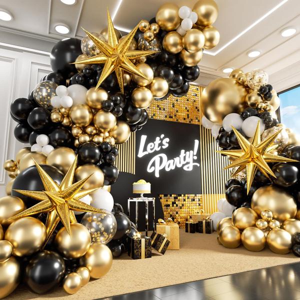 decoração preto dourado com rosa