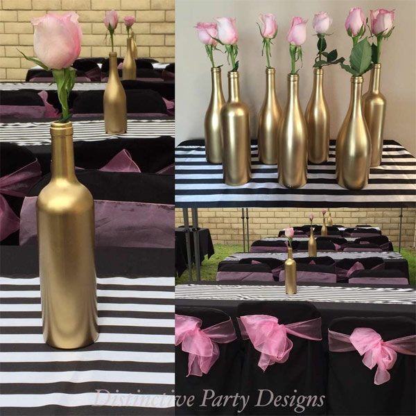 decoração preto dourado com rosa
