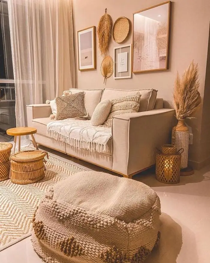 como decorar sala pequena estilo boho