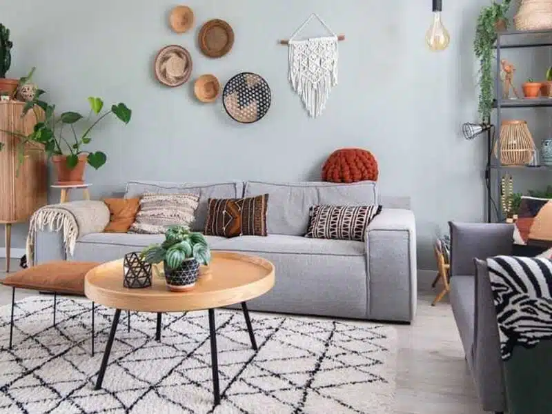 decoração aconchegante sala pequena boho
