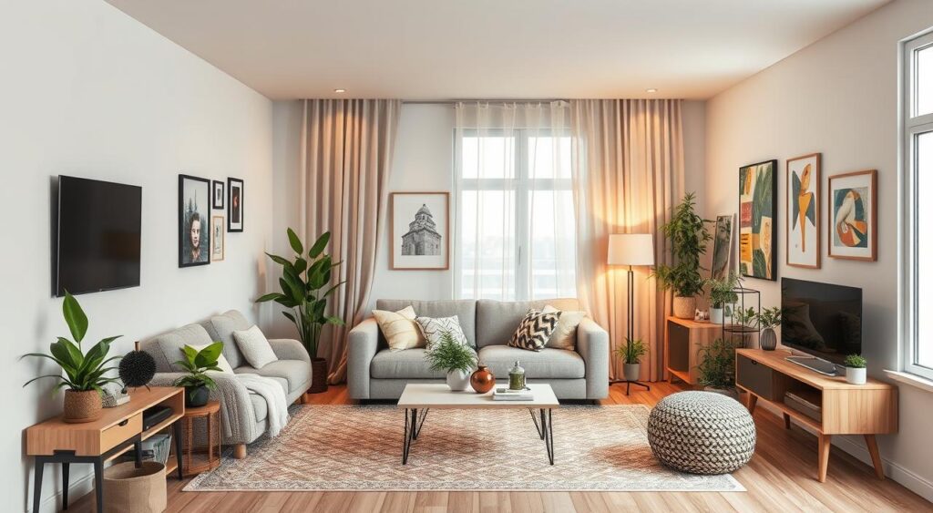 decoração sala pequena apartamento simples