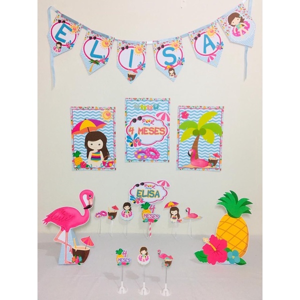 mesa de frutas decorada pool party