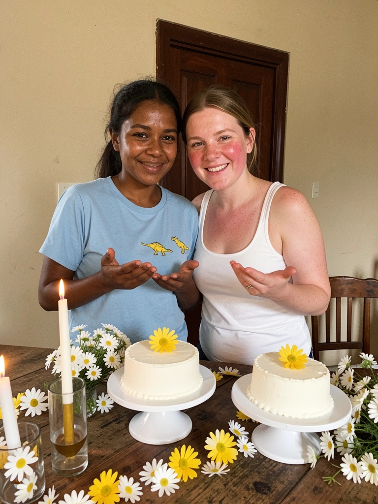 Mesa de casamento rústica com buquê de margaridas e velas acesas