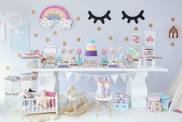 painel de unicórnio para festa infantil