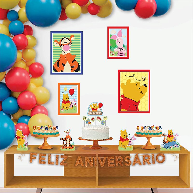decoração mesversário ursinho pooh menino