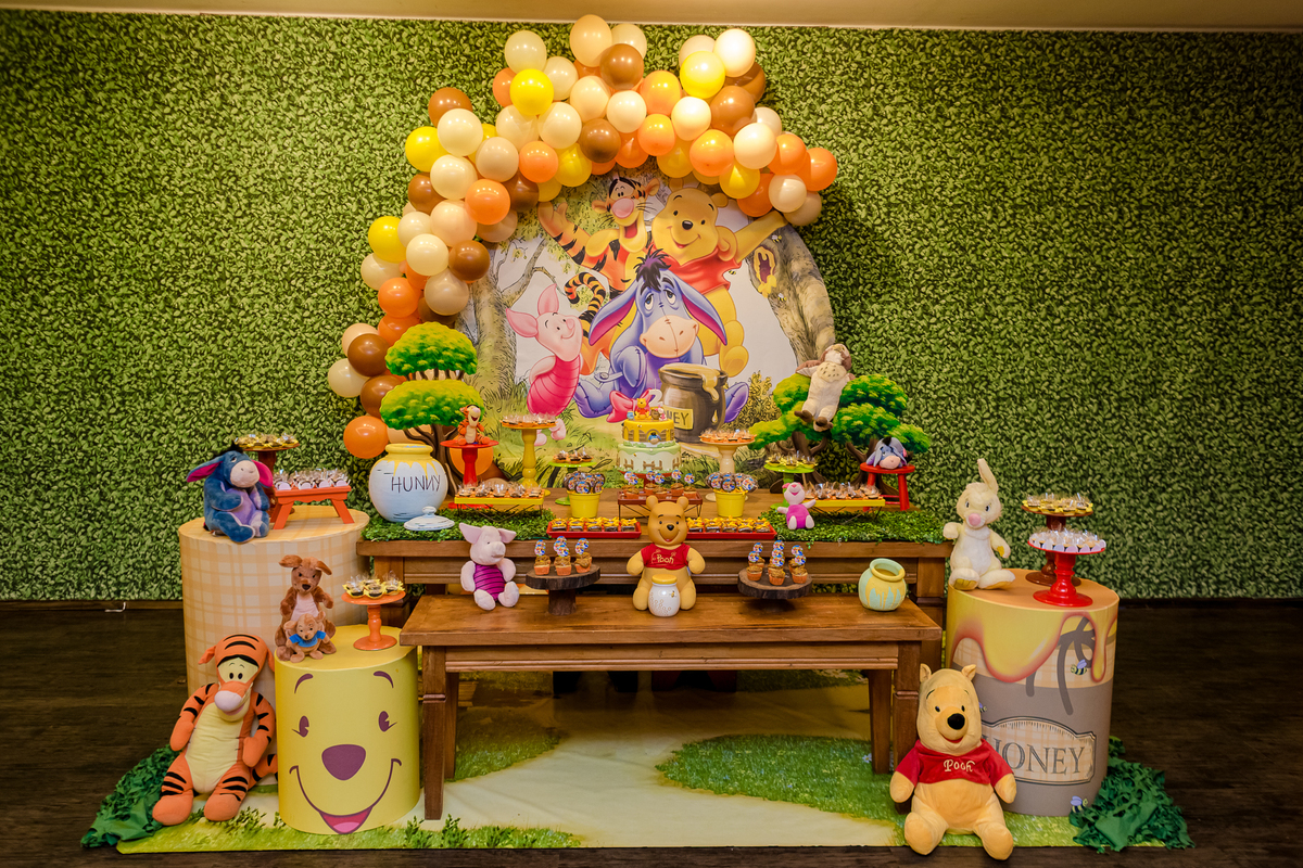 decoração mesversário ursinho pooh menino