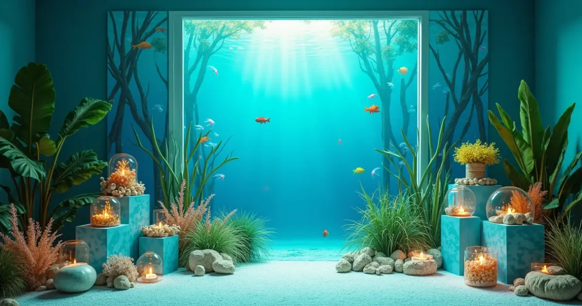 decoração de aniversário fundo do mar simples