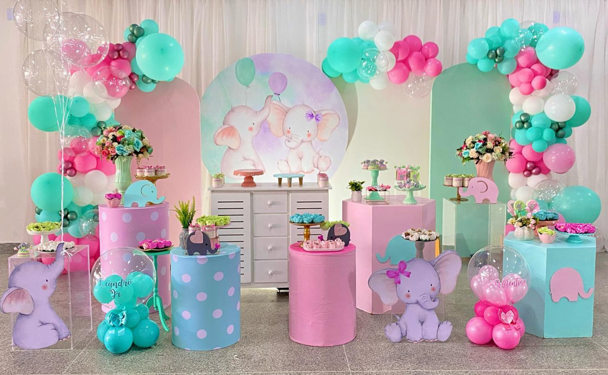 decoração chá revelação boho