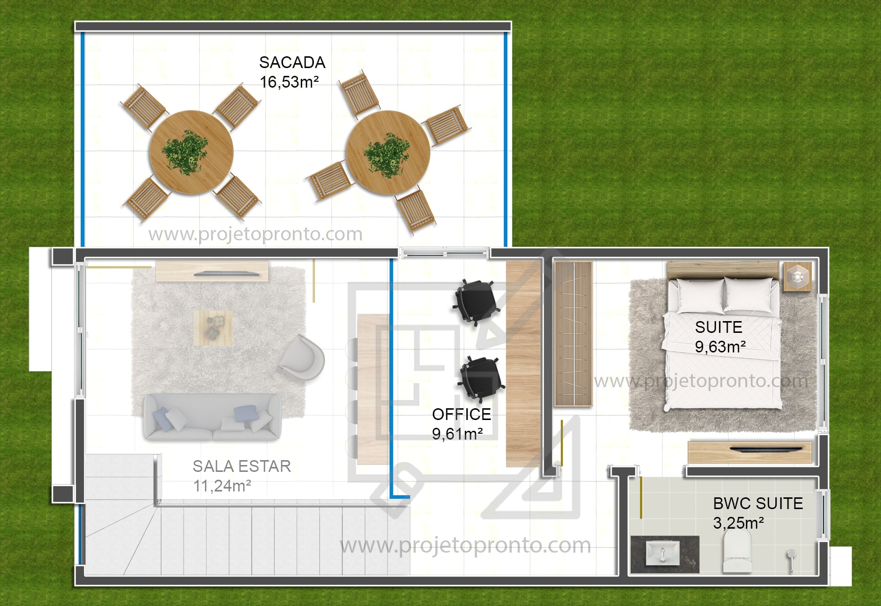 espaço pequeno com mezanino